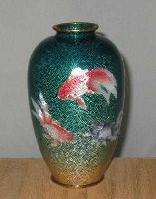 Large Very Rare Kumeno,  Tietaro Signed Meiji Japanese Ginbari Cloisonne Vase
