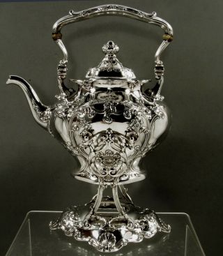 Gorham Sterling Tea Set Kettle & Stand 1912 - Hand Decorated