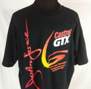 John Force Nascar Racing Castrol Gtx Mens Xl T Shirt Black All Sport Vintage 90s