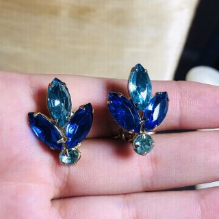 Vtg Green Emerald Blue Sapphire Earrings Rhinestone Juliana Verified
