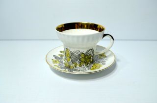 Vintage Tea Cup And Saucer Lomonosov Porcelain Ussr Stamp With Gold Trim