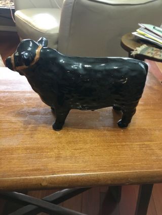 Vintage Ceramic Black Angus Show Bull Figurine Old Awesome Estate Find