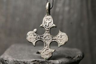 Ancient Viking Bronze Orthodox Cross,  Scandinavian Pendant,  9 - 11th Century Ad
