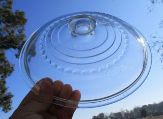 Vintage Wagner Ware C - 6 Clear Glass Pan Lid For Cast Iron Skillet Pot With Logo