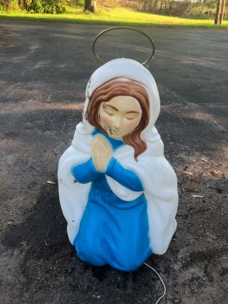 Vintage Nativity Mary 26 Inches Blow Mold Holiday Christmas Yard Decor