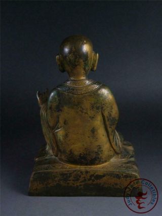 Large Old Chinese Tibet Gilt Bronze Tibetan Buddha Figure of Dalai Lama Statue 3