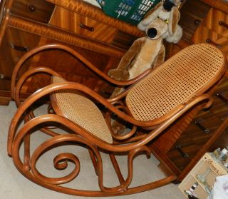 Vintage Thonet Styled - Bentwood & Cane Rocking Chair Mid - Century Made In Poland