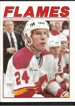1984 - 85 Program Nhl Hockey: St.  Louis Blues At Calgary Flames,  Nov 23,  Peplinksi