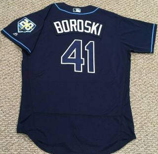 Boroski Size 48 41 2018 Tampa Bay Rays Alt Navy Game Jersey Issued By Team
