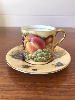 Vintage Aynsley " Orchard Gold " Demitasse Coffee Cup And Saucer Made In England