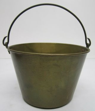 Vtg Antique Copper 12 " Bucket Pail Milk Apple Butter Pot Kettle W/ Handle