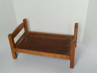Antique Vintage Wood Doll 13.  5 Bed 7 " Baby Bed Hall 