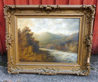 Antique 19th C.  Oil On Canvas Landscape Painting Signed T.  B.  Griffin