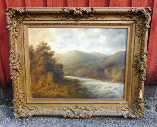 Antique 19th C.  Oil on Canvas Landscape Painting Signed T.  B.  Griffin 2