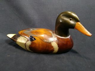 Antique Vintage Mallard Wood Duck Decoy With Glass Eyes
