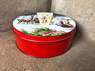 Vintage Deluxe Christmas Cookie Fruit Cake Tin Collin St Bakery Round 7 