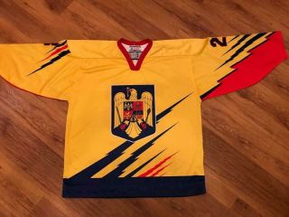 Iihf Team Romania Tackla Game Worn Ice Hockey Jersey Xxl