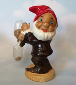 Vintage Dwarf Gnome Ceramic Hourglass Kitchen Egg Timer Not Marked Disney Rare