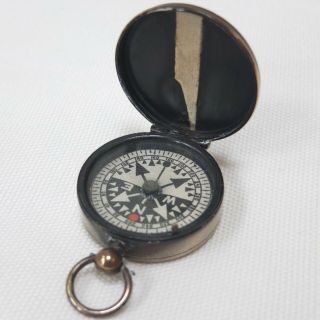 Antique Francis Barker Rgs Pocket Compass Brass Hunter Cased Vintage C.  1900