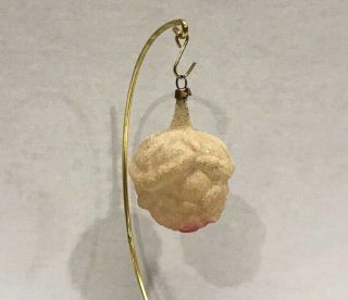 Vintage White And Pink Mica Glass Rose Shaped Ornament - West Germany