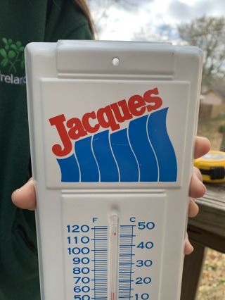 Vintage 1960 ' s JACQUES Farm Hybrid Seed Corn Feed Metal Thermometer Sign - 2
