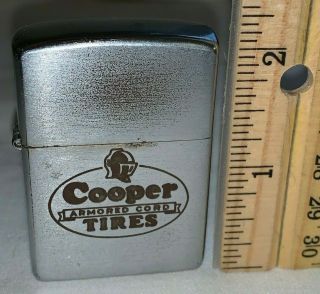 Antique Cooper Armored Cord Tires Block Ad Zippo Lighter Vintage Tobacco Gas Oil