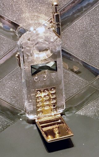 Vintage Swarovski Crystal Cell Phone Retired Figurine & Mirror -