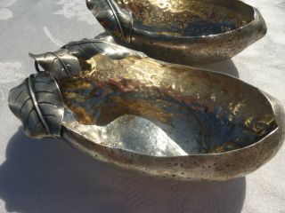 Antique Gorham Aesthetic Movement 2 Sterling Silver Figural Olive Bowls