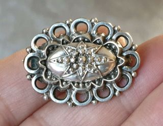 Victorian Vintage 1891c Hallmarked Jewellery Sterling Silver Mourning Brooch Pin