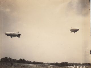 1928 Photo 2 Early Goodyear Blimps In Flight Over Akron Ohio 13
