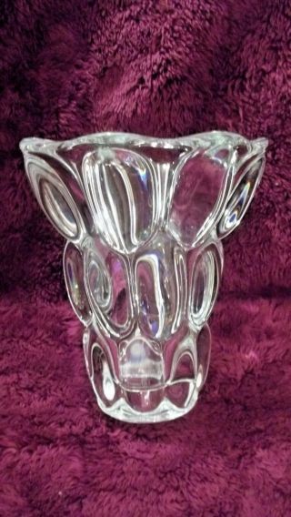 Vintage Mid Century Art Verrier France Crystal Bubble Vase 8 In.  Tall