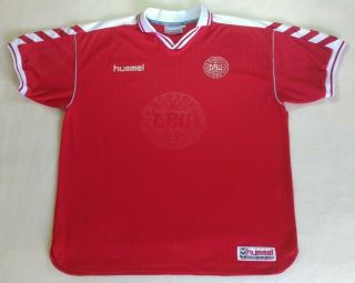 Denmark World Cup 1998 Home Football Jersey Hummel Red Soccer Shirt Size Xxl 2xl
