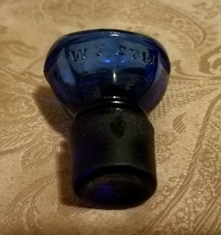Vintage Cobalt Blue Glass Wyeth Collyrium Eye Wash Cup Bottle Stoppers