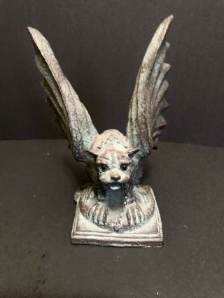 2 Vintage Minature Gargoyle Statues.  One Is Hand Painted By Edmunde Papel 1996