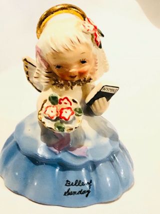 Vintage Napco Japan 1956 " Bells Of Sunday " Angel Bell Holding Hymns Book S1291g