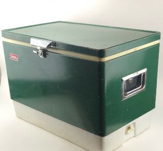 Vintage Coleman 1976 Green Steel Belted Cooler