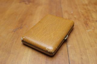 Vintage Dunhill Smoking Accessory Hinged Brown Leather Cigarette Case Post Wwii