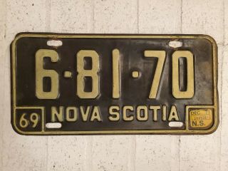 Vintage Canadian License Plate 1969 Nova Scotia 6.  81.  70