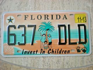 Florida Sunshine State " Invest In Children " License Plate Tag