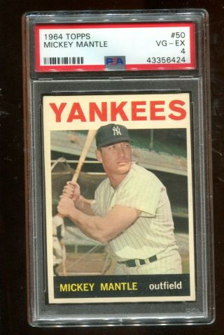 1964 Topps Mickey Mantle 50 Psa 4 Vgex
