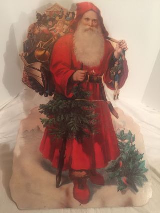 Vintage Cardboard 30 " Santa Claus Advertising Display,  Christmas,  1950s Father