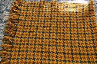 Vintage Pendleton Virgin Wool Throw Blanket Orange 56x57 Tattersal Woolen Mills