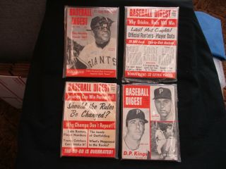 Baseball Digest - Four Vintage 1966 Issues - February - April - June - August