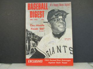 BASEBALL DIGEST - Four vintage 1966 Issues - February - April - June - August 3