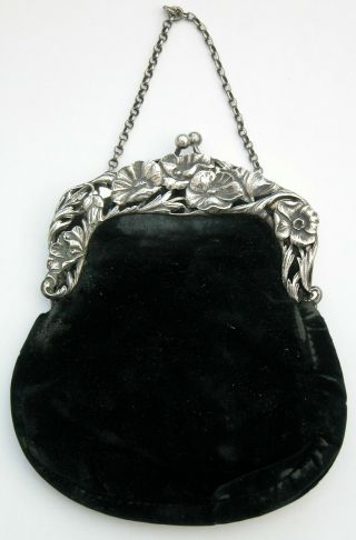 Art Nouveau Solid Silver Mounted Ladies Bag William Commyns 1903