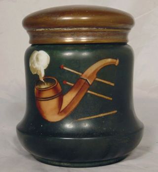 Antique Handel Ware Art Glass Pipe Tobacco Humidor Jar