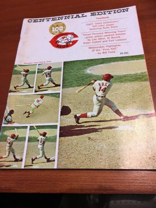 1969 Official Cincinnati Reds Centennial Edition Yearbook Pete Rose Johnny Bench