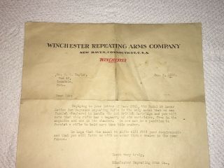 WINCHESTER REPEATING ARMS JANUARY 1928 LETTER Model 95 Lever Action 2