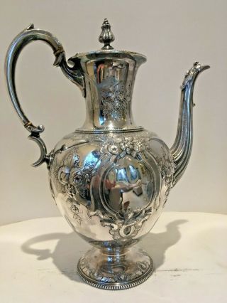 Victorian Repousse Silver Plated Teapot By Martin Hall Sheffield 1878