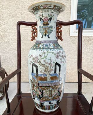 Fine Antique Chinese Famille Rose Large Vase.  Zha Yixing